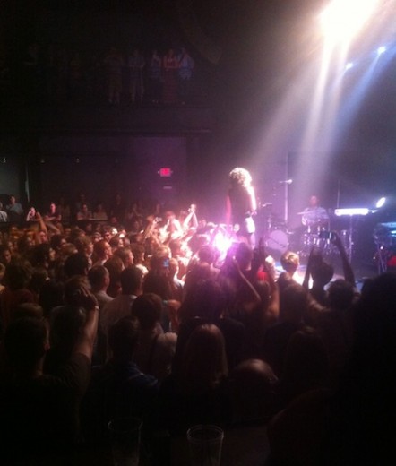 Moments after her stage dive, at The Slowdown May 14, 2012.