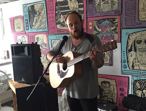 Sam Martin in the Sweatshop Gallery at Sweatfest, July 15, 2015. He's playing tonight at O'Leaver's.