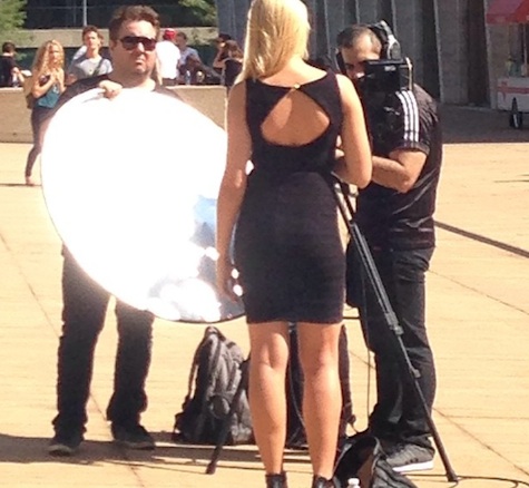Some poor lady doing a stand-up outside Lincoln Center during New York Fashion Week.. Hope I'm photo bombing her. More at instagram.com/timmymac29.