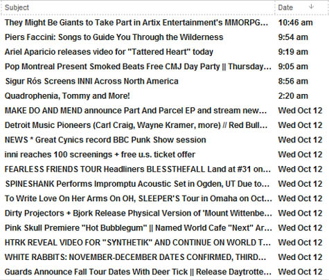 A brief glance at my current inbox. 