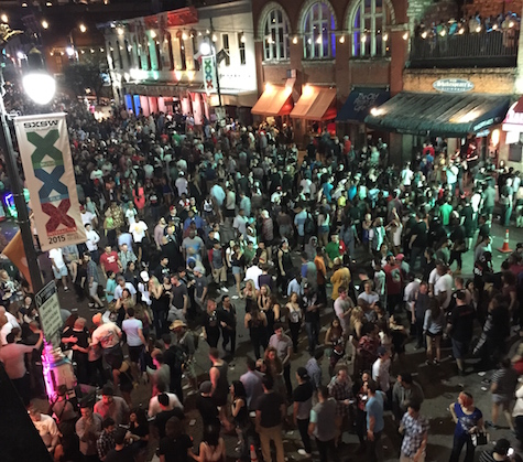 Looking down on Sixth Street from Maggie Mays at South By Southwest 2015.
